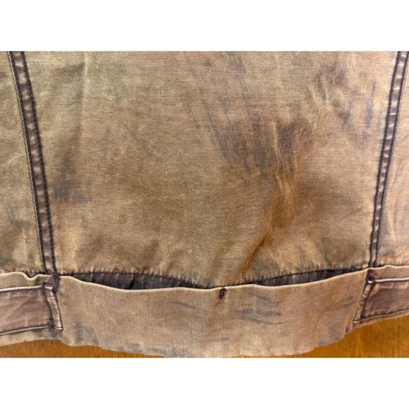 Marithe Francois Girbaud Denim Sz S Jacket MFG Logo Light Chocolate Rockabilly - Picture 12 of 13